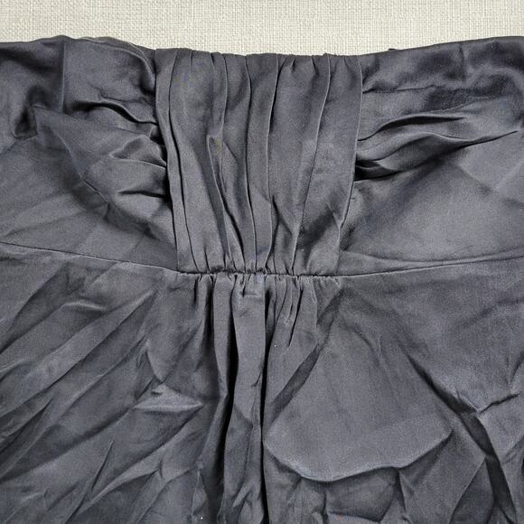 Banana Republic Womens Top Sz 8 Black Silk Strapless Ruched Velvet Sash Babydoll - Picture 10 of 12